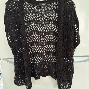 a.n.a Black Cardigan with Intricate Knit Design